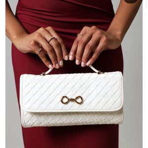 a new day White Woven Top-Handle Clutch with Gold Accent